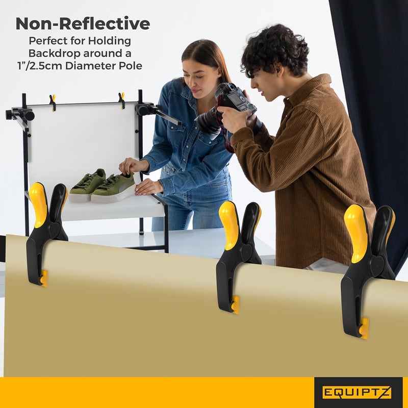EQUIPTZ Spring Clamps 3 inch - 20 Pack Clamps for Backdrop Stand, Tarps, Crafts & Pool Cover with 1.5 Inch Mouth Opening - Small Clamps for Photography Studio with Non-Detachable Jaw Pads - Image 4